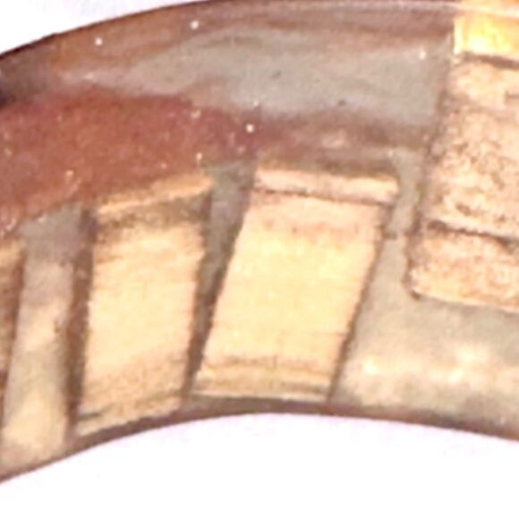 Vintage scalloped wood Dmd resin unique bangle bracelet 3” diameter - Picture 5 of 13